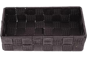 Healifty Small Brown Nylon Fabric Storage Basket, Woven Storage Cube Organizer for Bathroom, Kitchen,
