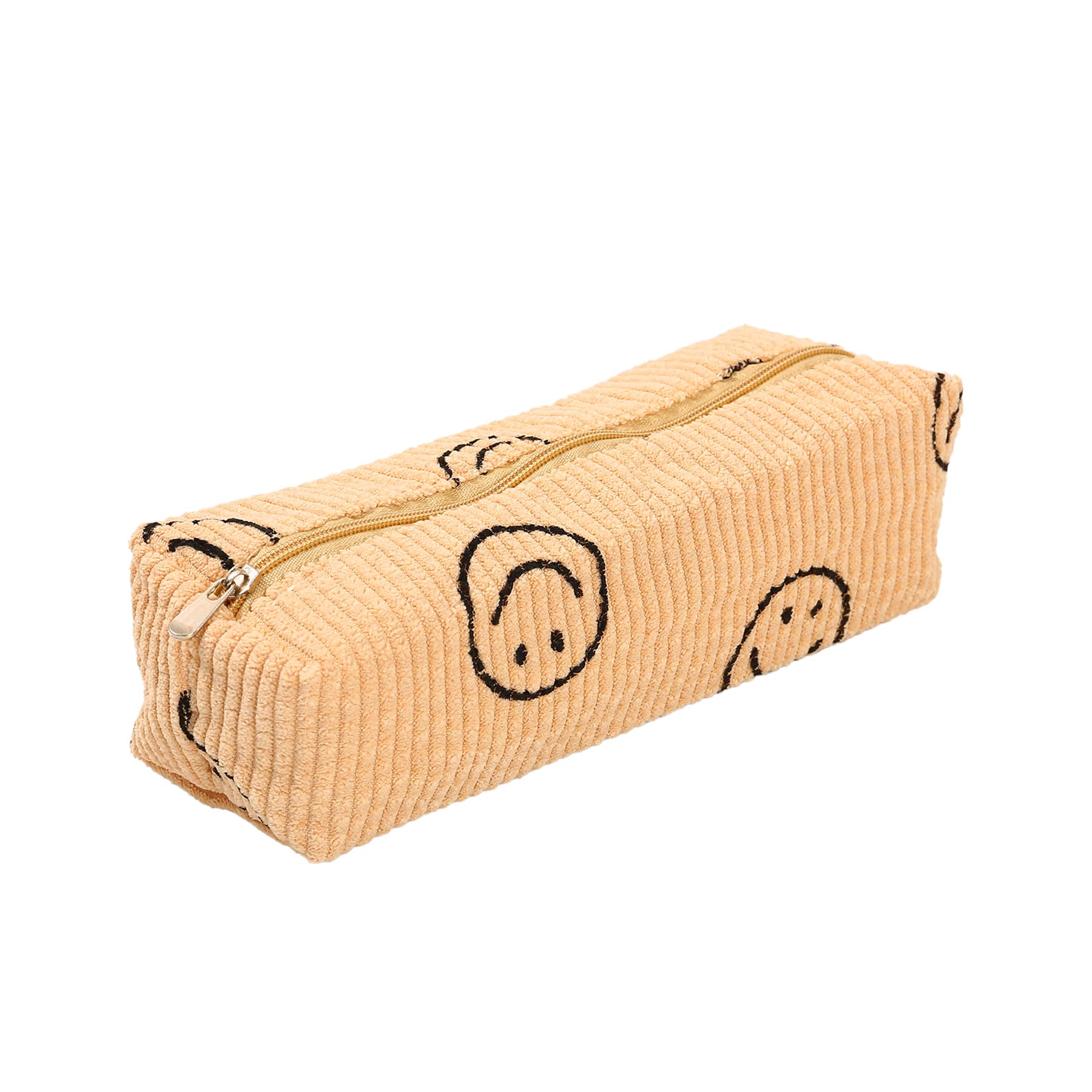 Umimiss Preppy Pencil Case - Corduroy Pencil Case, Cute Aesthetic, Special, Smile, Office College School Pouch Holder Box