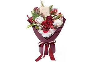 TINGE TIME Preserved Flowers Bouquet, Christmas Faux Rose Bouquets, Artificial Flowers Poinsettia Faux Flowers, for Christmas Centerpiece Table Home Holiday Party