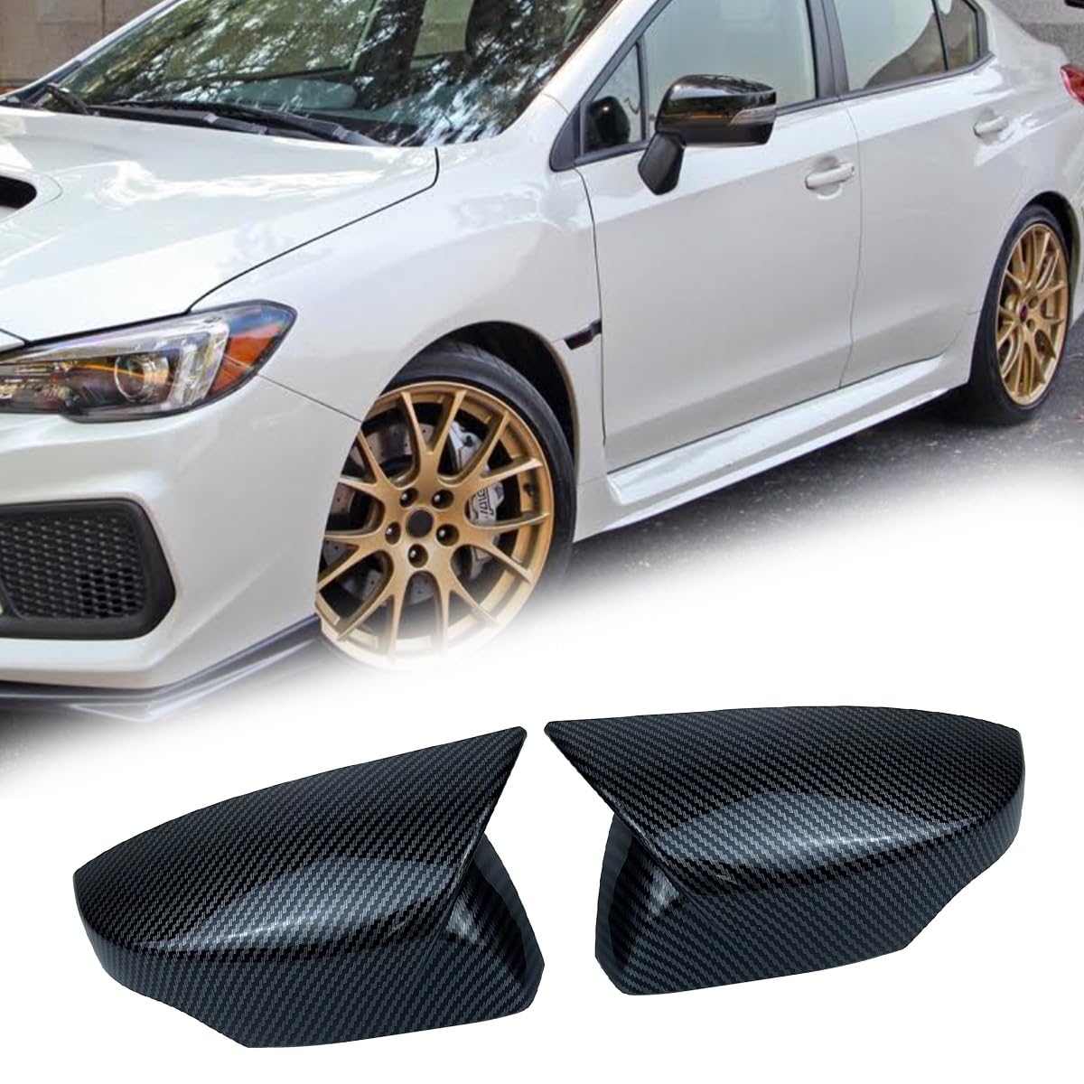 Photo 1 of Arkdeffon 2PCS Rear View Side Mirror Cover Door Side Mirror Cover Cap Compatible with Subaru WRX/STi 2015-2021 (Carbon Fiber Look)