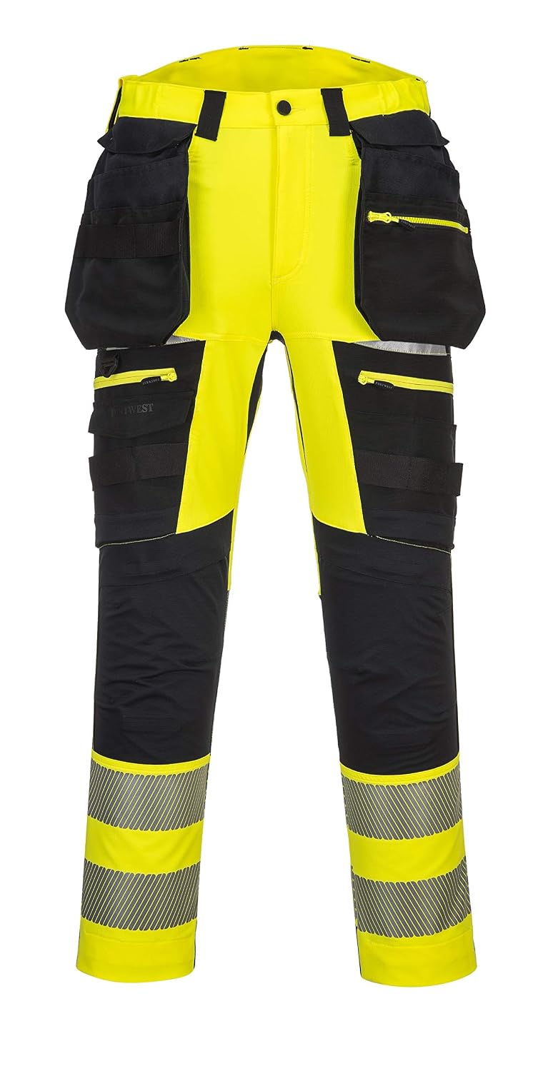 Portwest Men's dx44 Work Trousers, Yellow/Black, 40 UK