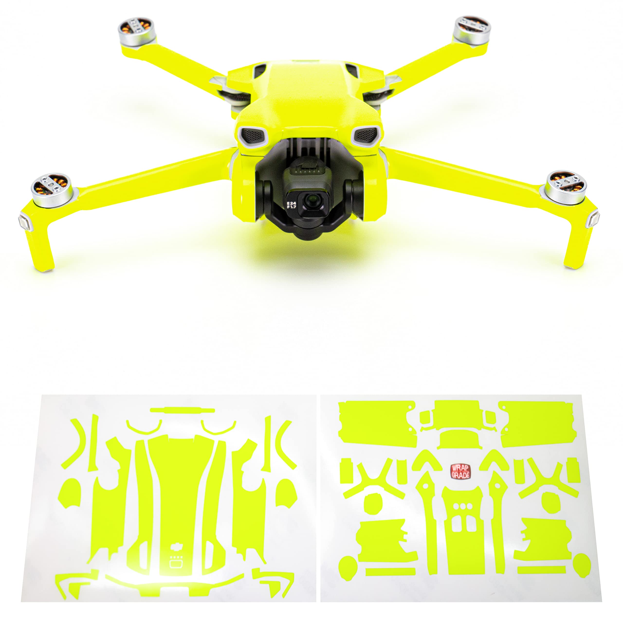 WRAPGRADE Skin Stickers compatible with DJI Mini 3 | Main Unit (NEON YELLOW)