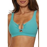 BECCA Women's Standard Line in Sand Scoop Bikini Top, Adjustable, Tie Back, Swimwear Separates