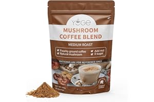 YEGE Mushroom Coffee, 6 Mushrooms with Cordyceps, Reish, King Trumpet, Shitake, Turkey Tail, Lions Mane, Instant Coffee Powder for Energy,Focus, Digestion & Immune Support, 30 Servings