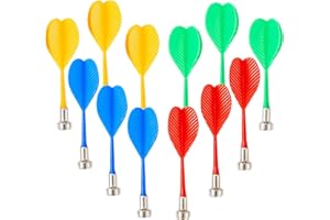moopok 12Pcs Magnetic Darts Accessories for Magnet Dart Board, 4 Colorful Safe Plastic Darts Replacement Dart, Magnetic Darts for Kids Adults Target Game Toys
