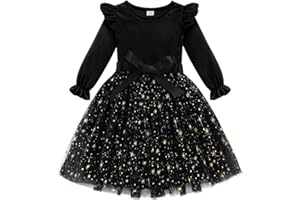 Patgoal Toddler Girls Tutu Dresses Velvet Tulle Dress with Sequin Long Sleeve Holiday Party Fall Winter Dress 2-7Y
