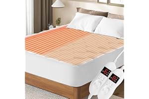 Ayge Heated Mattress Pad Queen Size with Dual Control - Auto Shut Off Electric Mattress Pad Cover - Electric Bed Warmer with Deep Pocket, Machine Washable, White
