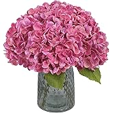 IPOPU 6PCS Real Touch Hydrangea Artificial Flowers Fuchsia Faux Hydrangeas with Short Stems Latex Realistic Fake Flowers for Home Decor Party Floral Arrangements Wedding Bouquet Centerpiece(Fuchsia