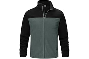BGOWATU Men's Polar Fleece Jacket Full Zip Lightweight Warm Coat with Zipper Pockets for Casual Outdoor Hiking
