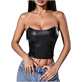 Milumia Women's PU Leather Bandeau Tube Top Strapless Bustier Corset Crop Top