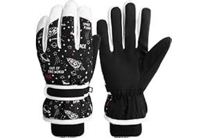coclothy Kids Winter Snow Ski Gloves for Boys Girls Children, Snowboard Waterproof Outdoor Warm Fleece Gloves for Cold Weather