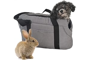 LeerKing Dog Carriers for Small Dogs Lightweight Pet Tote Bag with Pocket Warm Sponge Soft Sided Puppy/Cat/Bunny Purse Bag for Walking, Subway, Shopping, Hiking, Traveling, Grey, Corduroy, S