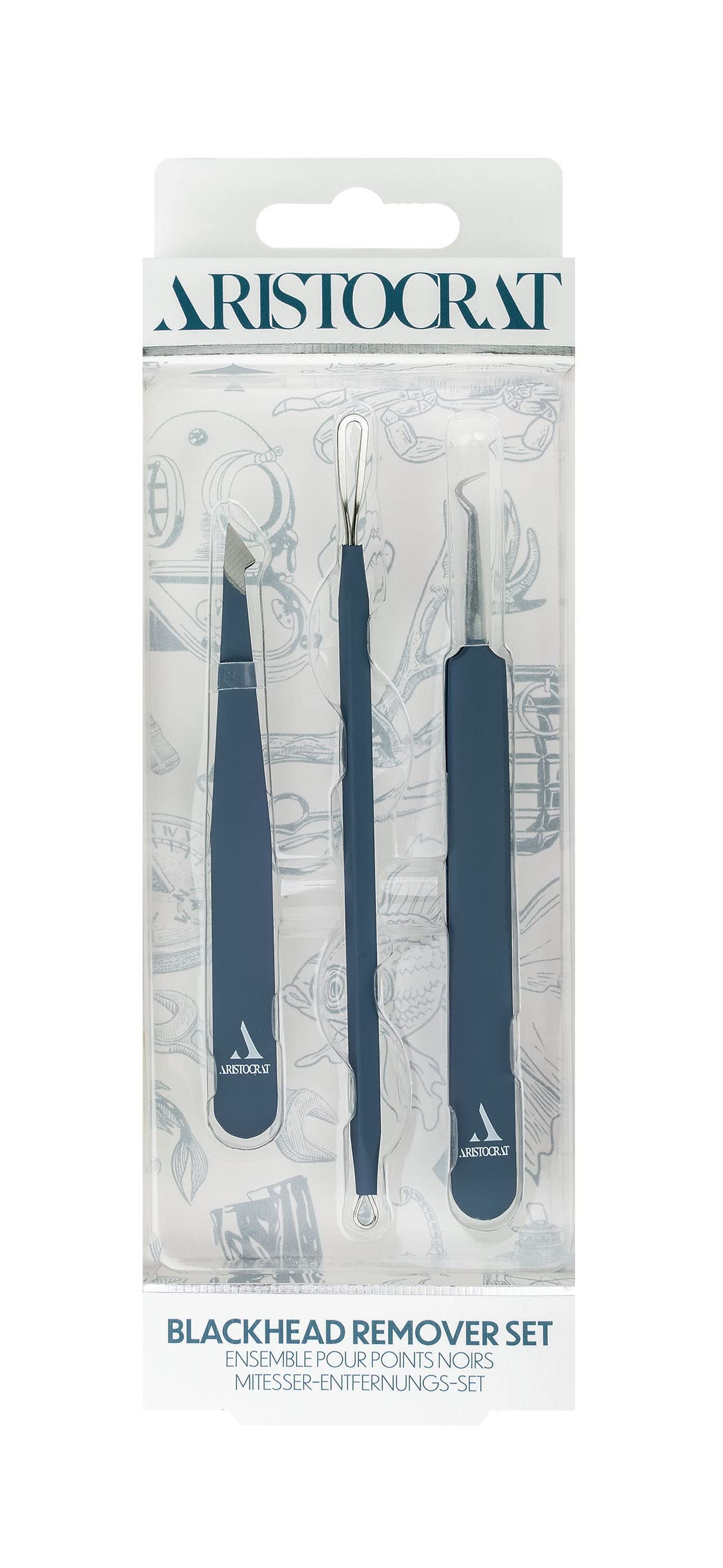 Aristocrat Blackhead Set – 3-Piece Stainless Steel Blackhead Remover Tools for Pimple, Blemish & Comedone Extraction, Professional Skincare Kit