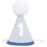 BASCT Boys Blue 1st Birthday hat - Navy 1st Birthday Cone Hat,First Bday Crown For Boys, One Blue Party Hat Photo Props, Boy First Bday Decoration