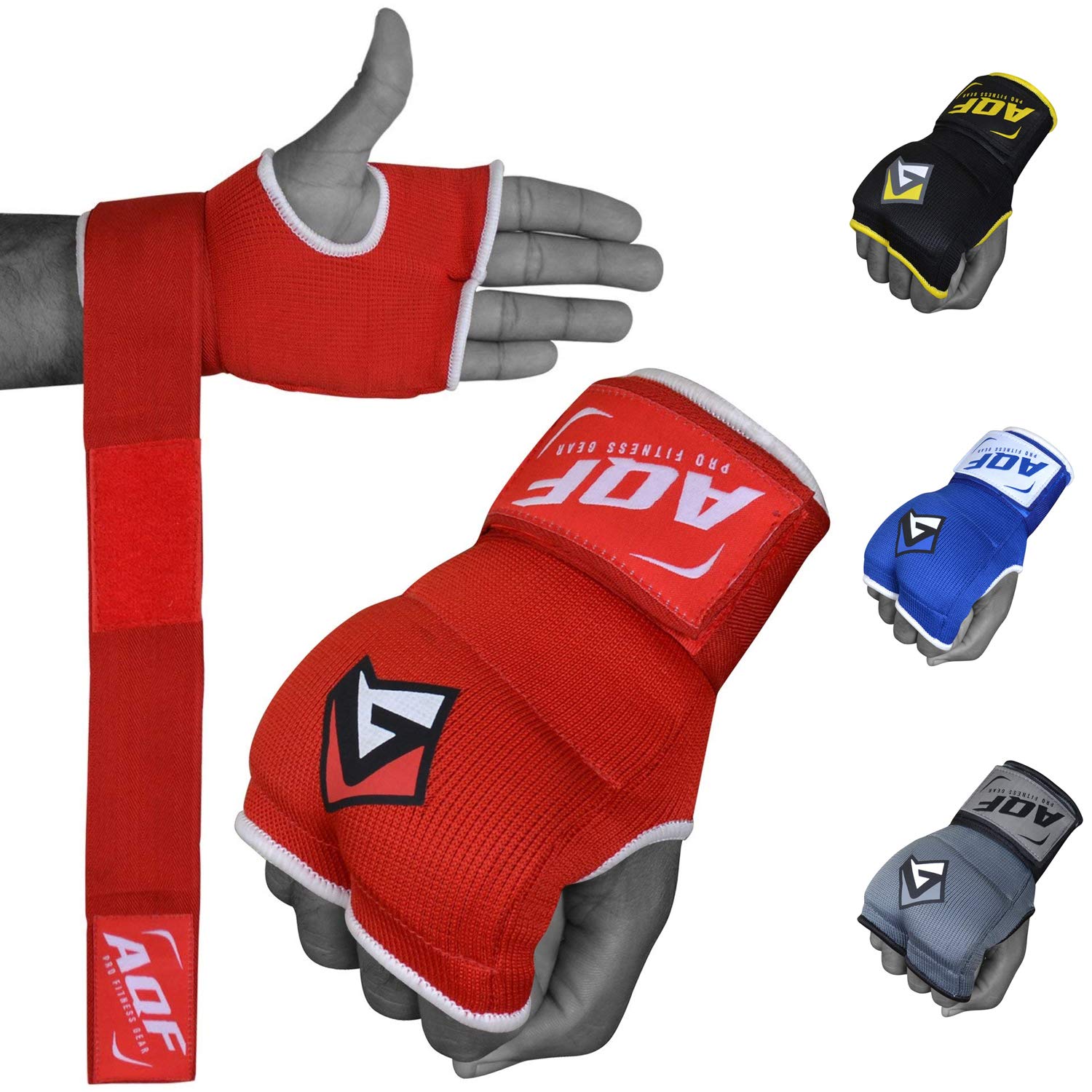 AQF Boxing Gel Gloves Hand wraps Punch Bag Inner Glove MMA Martial Arts Red XL V2