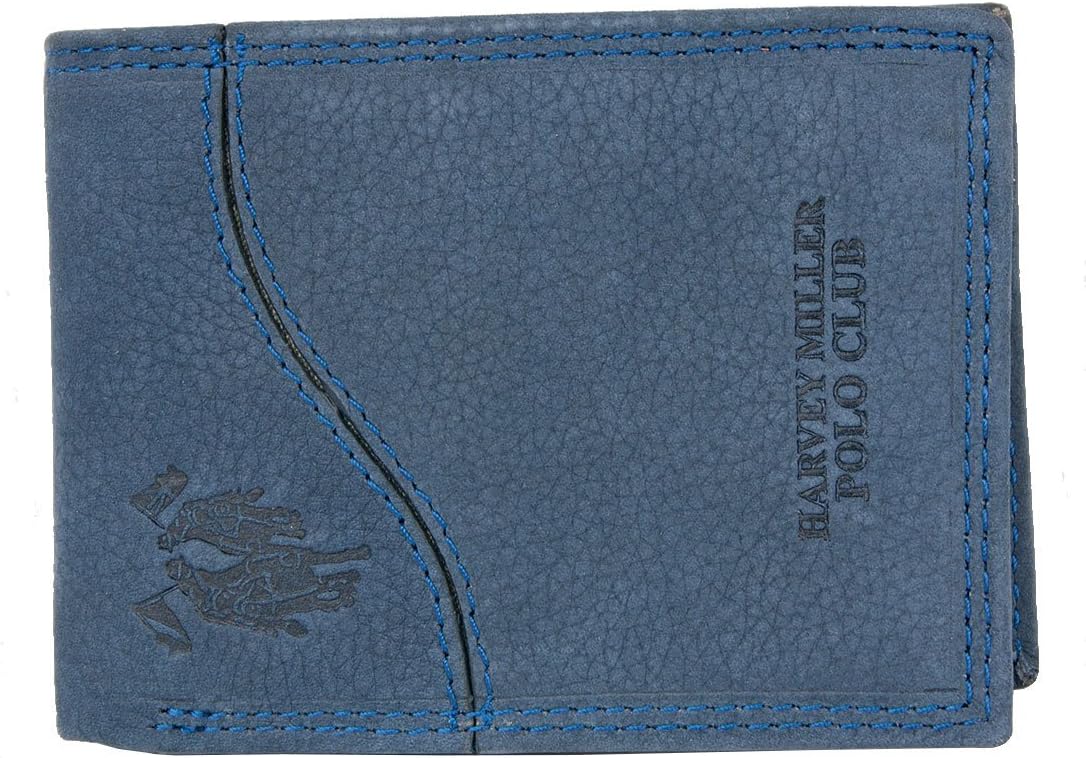 Blue Compact Sized Small Genuine Leather Wallet Harvey Miller