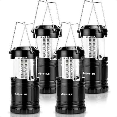 Lepro Camping Lights Collapsible Lantern 190 Lumen AA Powered Pack of 4