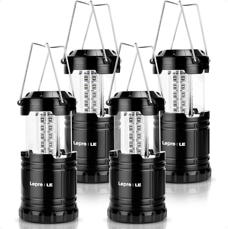 Lepro Camping Lights Collapsible Lantern 190 Lumen AA Powered Pack of 4