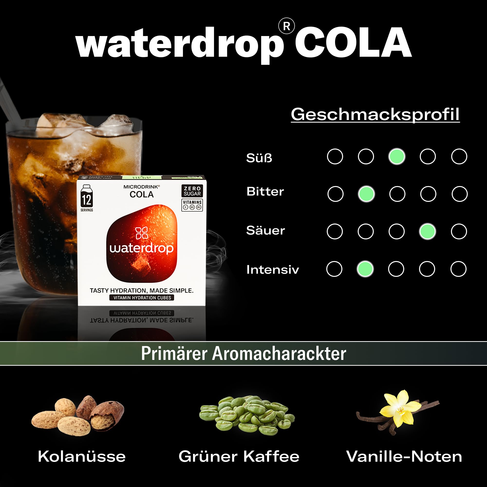 waterdrop® Cola SPECIAL EDITION Microdrink, 36 Drops Würfel ohne Kalorien, Geschmack für Wasser zuckerfrei, zero sugar 3