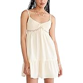AEROPOSTALE Women's Solid V-neck Lace-trim Babydoll DreShort Sleeve