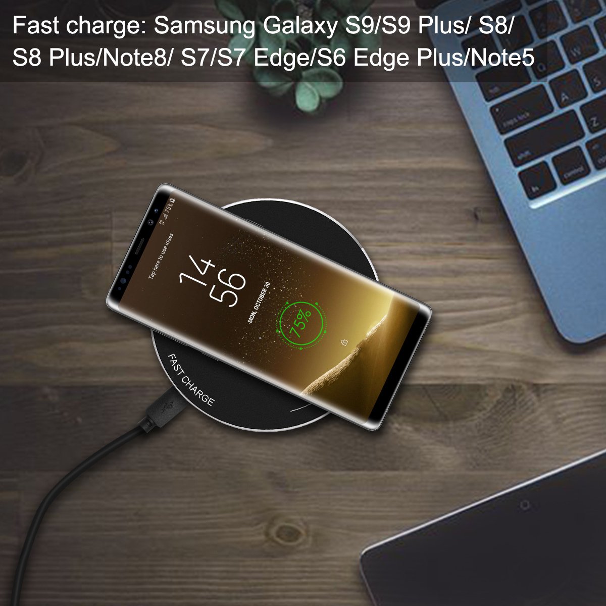 (10W Fast) Wireless Charger, Posiveek Qi-Certified Fast Wireless Charging Pad for iPhone 8/8 Plus, iPhone X, Samsung Galaxy S9/S9+/ S8/S8+ S7/S7 and All QI-Enabled Devices