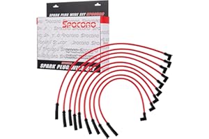 Spocoro 10.5mm High Performance Spark Plug Wires Set Set of 9 Replacement for SBC HEI BBC Chevy 350 383 454 Electronic, Straight Boot(Red)