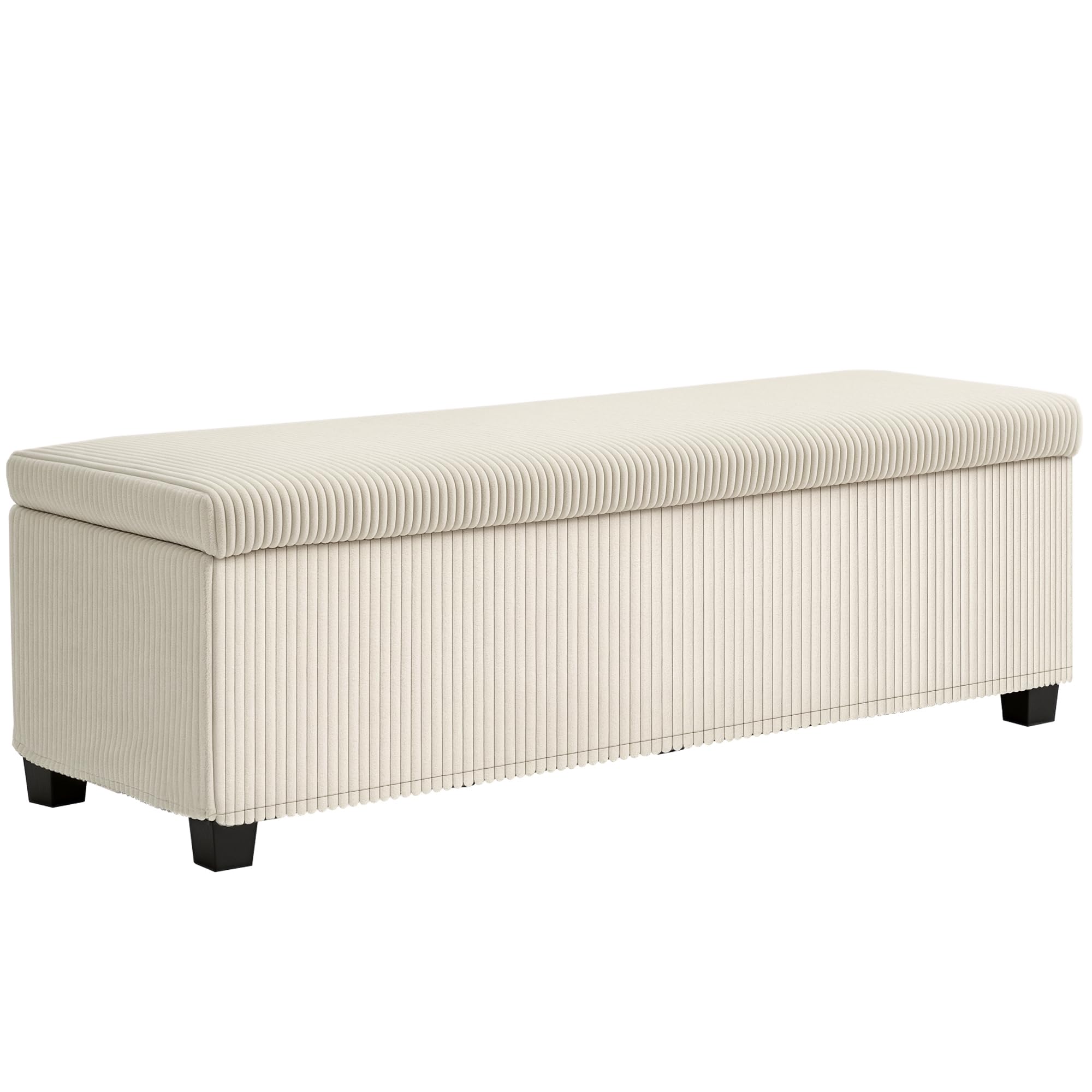Photo 1 of **PARTIAL SET**HOMCOM 47 Inches Storage Ottoman Bench, Foot Rest with Removable Lid, Legs, End of Bed Bench, Corduroy Storage Chest, Padded Seat, for Living Room, Bedroom, Entryway, Beige