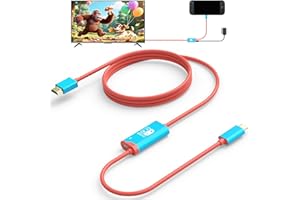 Switch 2 Dock (Plug-and-Play), USB C to HDMI Replacement Cable for Nintendo Switch, 4K@60HZ 6.6 ft, Portable Travel TV Base A