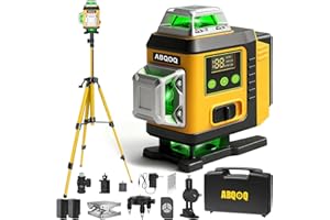 ABQOQ Laser Level - Laser Level 360 Self Leveling with Tripod, 4 x 360 Lazer Leveler Tool Green Line Laser for Ground Leveling, 16 Line Laser Level for Picture Hanging, Measuring, Construction