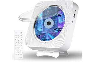 Hathcack Music Portable CD Player with Bluetooth - Wall Mountable Multifunction Built-in HiFi Speakers - Pulling-Switch Home 