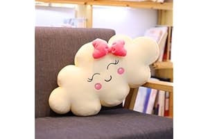 Eoieov Cute Cloud Shape Pillows for Junior Bedroom Dorm Plush Reading Nook Velvet Personalized Throw Pillow with Bow Funny Cloud Shaped Plush Cushion for Bedroom Decorative Watermelon Bow 19.6 in