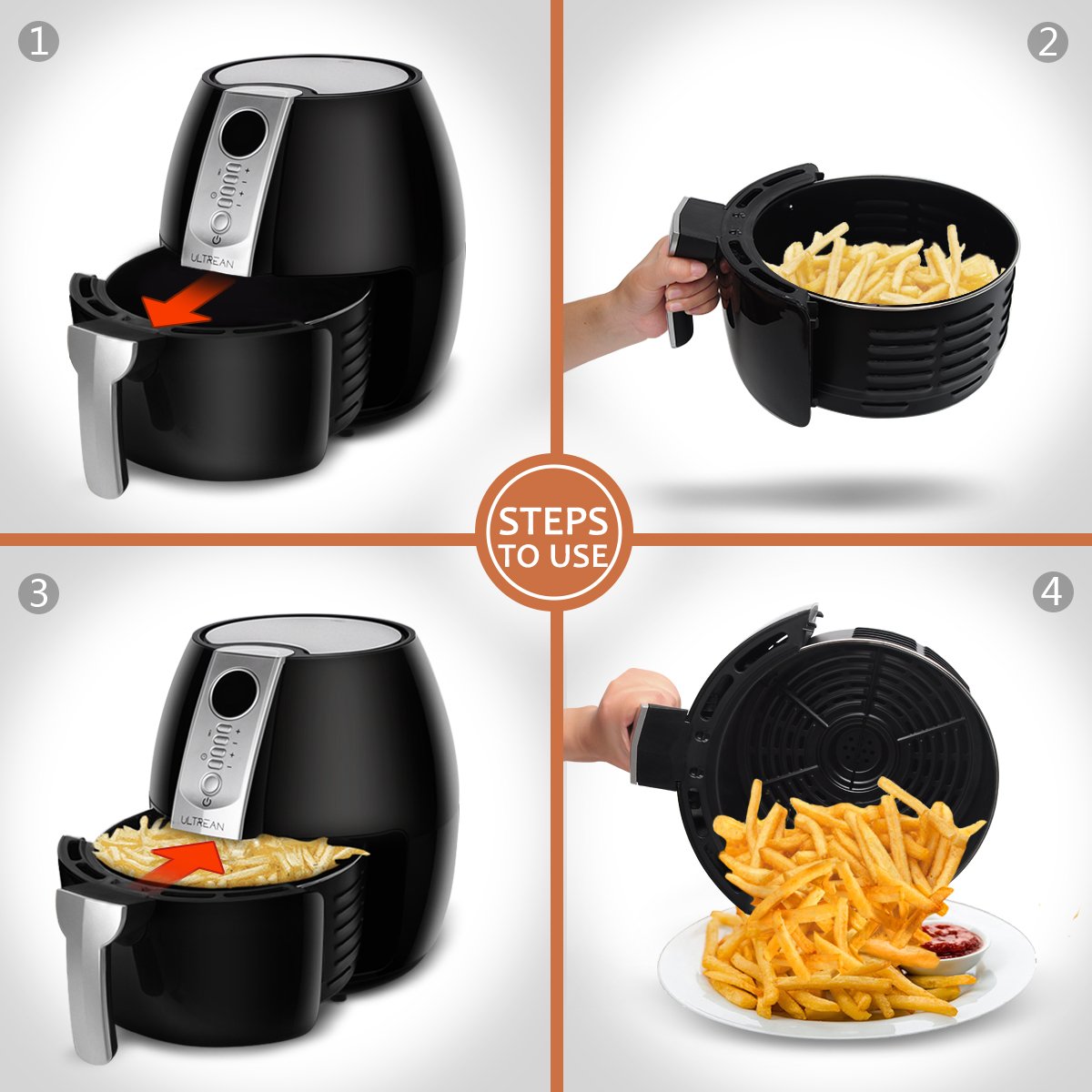 Ultrean Air Fryer with LCD Screen, 4.2 Quarts plus Airfryer CookBook 10 Recipes, Oil-Free Ultrean Air Fryer with LCD Screen, 4.2 Quarts plus Airfryer CookBook 10 Recipes, Oil-Free