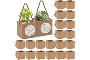 60 Pcs Succulent Wrap Bags Bulk 2.5 Inch Mini Kraft Paper Gift Bags with Handles & Thank You Stickers for Wedding Baby Shower