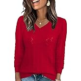 Ivicoer Womens Sweaters V Neck Long Sleeve Pullover Tops Hollow Out Fall Outfits Fashion Clothing 2025