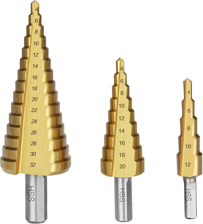 Foret haute vitesse avec kit de foret HSS titane 3 embouts coniques 412 / 420 / 432mm pour