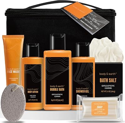 Body & Earth 9Pc Men's Fresh Citrus Bath Gift Set w/ Lotion, Face Wash, Shower