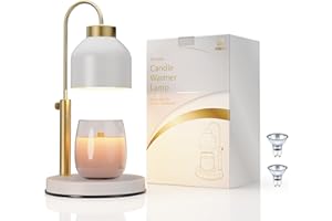 AIKUT Candle Warmer Lamp, with 2 Bulbs,Timer & Dimmer,Compatible with Large Yankee Candle Jars,3 Wick Candles,Height Adjustable Electric Top Candle Melter,White,110-120v,Mother's Day Gifts
