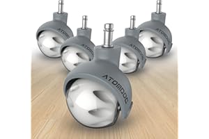 ATOMDOC Office Chair Caster Wheels Newly Revolutionary Swivel Vertical Axle, 2.3 Inch Heavy Duty Ball Caster Wheels Set of 5, [Standard Stem 7/16] Desk Chair Wheels Universal Fit