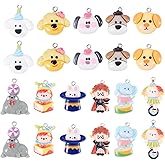 Cheriswelry Resin Charm Pendant 22Pcs Cute Animal Keychain Charms Cartoon Animal Hang Ornament 20-32mm for Necklace Earring Bracelet Jewelry Making DIY Craft