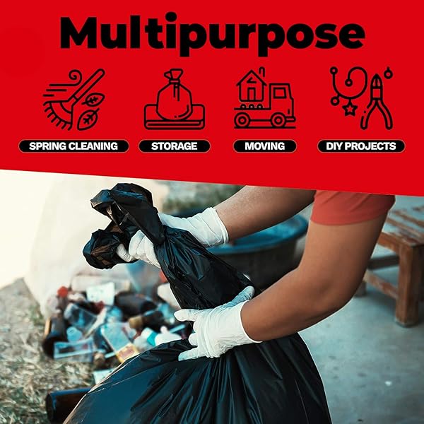 TOUGHBAG 55-60 GALLON HEAVY DUTY TRASH BAGS – 150 COUNT, LARGE BLACK GARBAGE BAGS – MADE IN USA