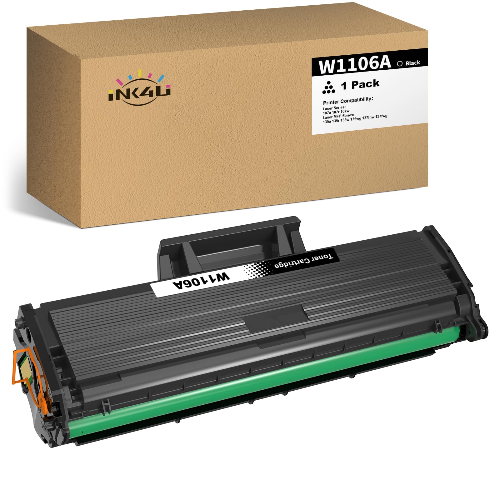 1 Black 106A Toner Cartridge Compatible for 106A W1106A for Laser 107a 107r 107w HP Laser MFP 135a 135r 135w 135wg 137fnw 137fwg
