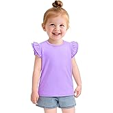 Witwot Toddler Girl Shirts Baby Girls Ruffle Sleeves Blouse T-Shirts Basic Cotton Tee Tops Cute Clothes Size 2T-7Y