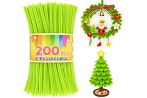 Lyrow 200 Pcs Lime Green Pipe Cleaners Fuzzy Chenille Stems 12 Inch Christmas Pipe Cleaners for Craft Supplies DIY Art Projects Creative Gift Wrapping Christmas Party Decorations