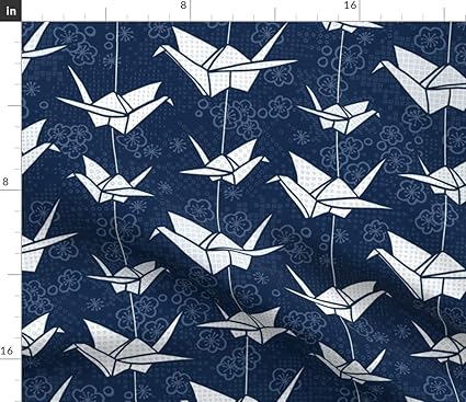 Amazoncom Spoonflower Origami Fabric Origami Cranes Blue
