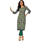 ladyline Casual Ethnic Printed 100% Cotton Kurtis for Women Indian Kurta Tunic Top