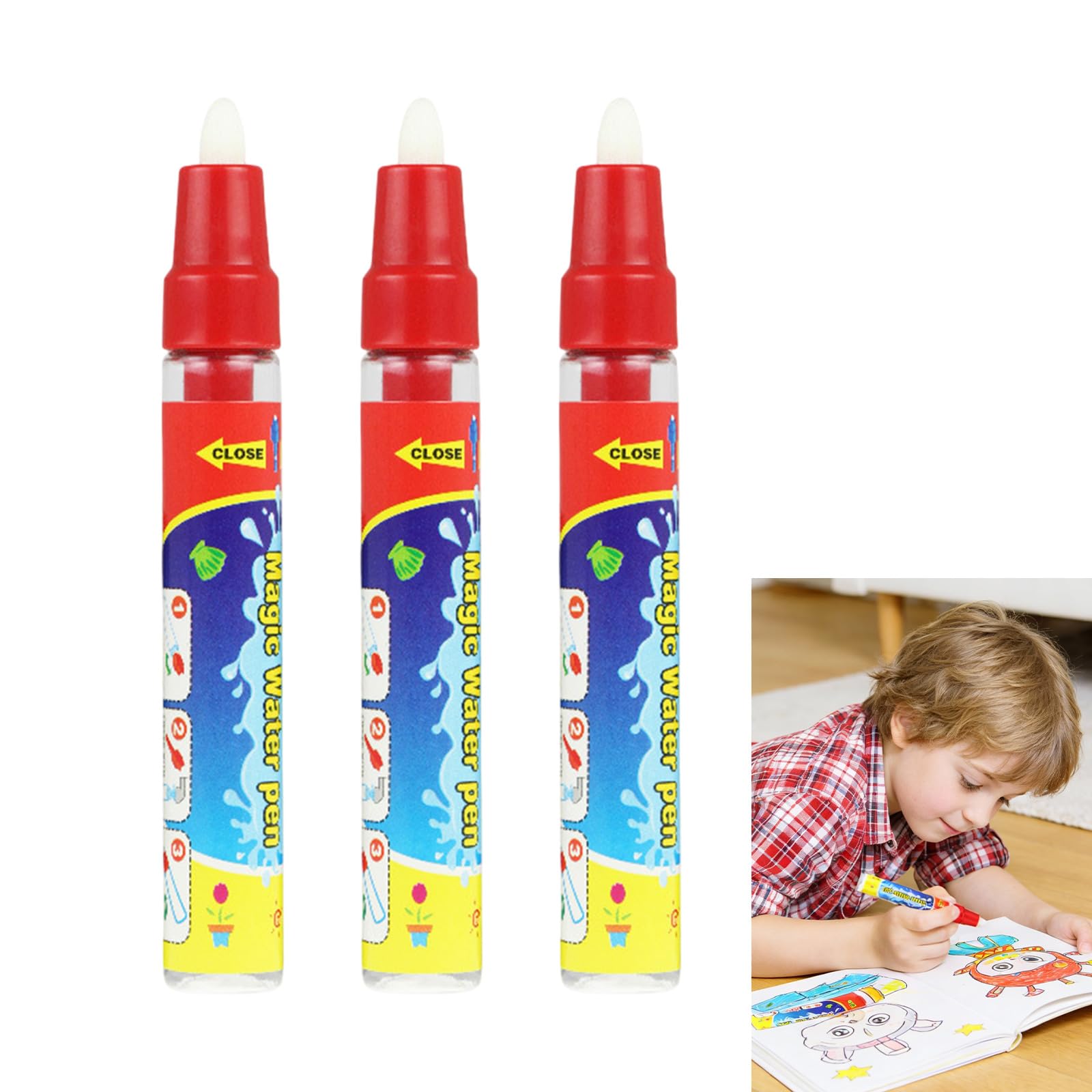 GZLANYA 3pcs replacement magic water pens for toddlers, compatible with various water canvas water painting boards, safe and non-toxic children's graffiti tools,suitable for ages 3+
