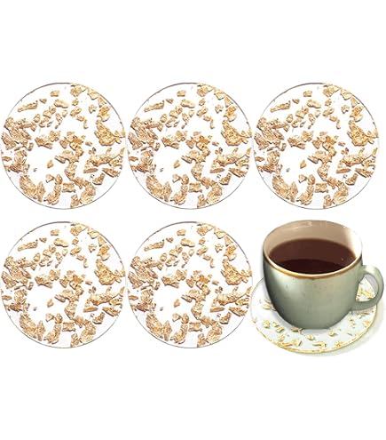 Cloud-Shape Acrylic Drink Coasters - Gold Foil Clear Coasters For Table Protection & Decor - View #9
