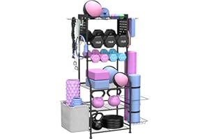 HYCFYJR Dumbbell Rack, Home Gym Storage for Kettlebells, Yoga Mat & Strength Training Equipment, Weight Rack With Peg Board Organizer, Workout Gym Equipment Storage