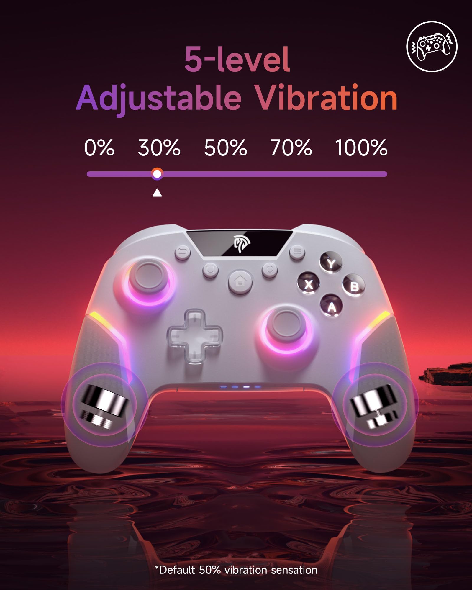 EasySMX X20 Wireless Controller PC mit RGB, Bluetooth Controller mit 2 in 1 Trigger & abnehmbare Hall Joystick & Mechanische Tasten, 6 Achsen Gyro, Kompatibel mit PC/Switch/Handy-Weiß 8