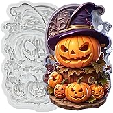 Lingzhi Halloween Pumpkin Fondant Molds Halloween Silicone Mold for Cake Decoration Cupcake Topper Chocolate Candy Sugar Gum Paste Polymer Clay